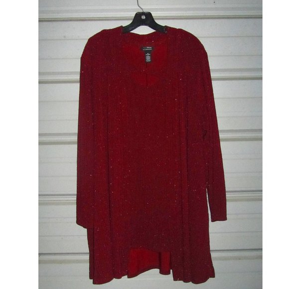 💕Plus Size 22/24 Catherines 2X Red Sparkly Dressy Sweater Cardigan/tank womens - Picture 1 of 7